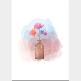 Watercolor flowers painting Posters and Art